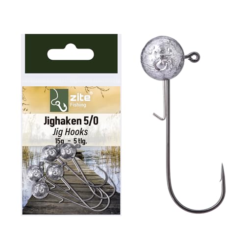 Zite Fishing Jigkopf-Sortiment 5/0 Verschiedenen Gewichte 5-25 g für Barsch bis Hecht Raubfischangeln (25, Gramm)