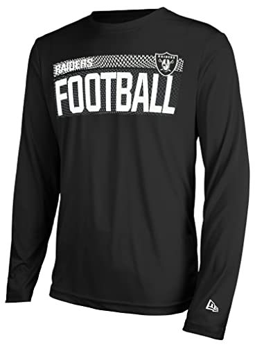 New Era mens NFL Measured Dri-Tek Long Sleeve Pro Football Tagless T-Shirt, Las Vegas Raiders Black, Small