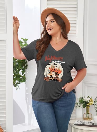Image of ForHailey Women's Plus Size Short Sleeve Tee Shirt V Neck Basic Ladies Loose Fit T Shirt 1X-5X