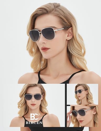 Image of BIRCEN Polarized Aviator Sunglasses Womens: Acetate Glasses UV Protection