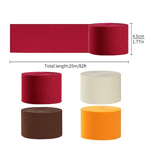 Image of Beige-Orange Brown Fall Party-Decorations Streamers - 8 Rolls Boho Neutral Autumn Baby Shower Thanksgiving Harvest Crepe Tissue Paper Streamer,Birthday Bridal Engagement Wedding Garland Decor Panduola