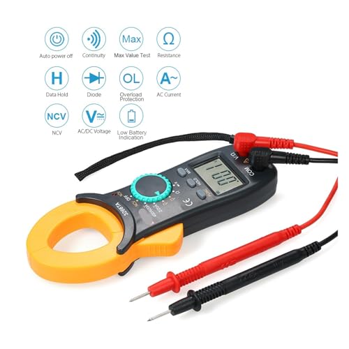 Multímetro digital pinza medidor 2000 counts rango corriente AC/DC tensión resistencia continuidad prueba de diodos NCV miniatura 3