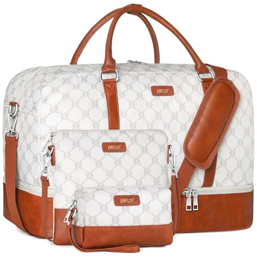 IBFUN Weekender Bags for Women, 21" Weekender Travel Bag, Travel Duffle Bag with Shoe Compartment Carry on Overnight Duffel Bag for Weekend Travel Business Trip, 3PCS