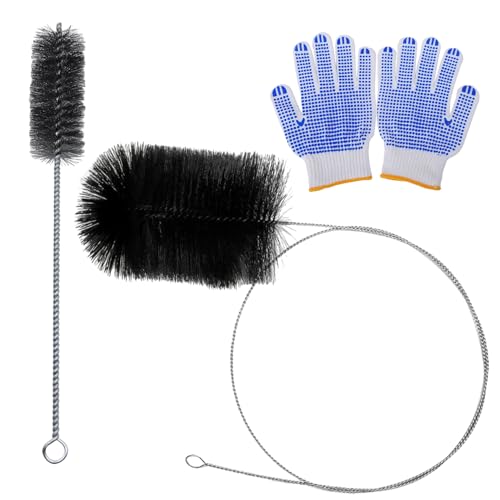 Reinigungsbürste Set mit 2m Ofenrohrbürste + Stahlborsten + Griffhandschuhe Schornsteinfeger Bürste Kaminbesen Rohrbürste Rohrreinigungsbürste Set für Schornstein Ofenrohr Kamin Rauchfang Heizkessel