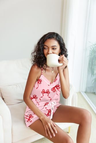 Image of Ekouaer Pajamas for Women Set Silk Satin Pjs Sexy Lingerie Sleepwear Cami Shorts Set Summer Nightwear S-XXL