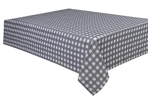 Sleepdown Mantel Decorativo 100% algodón Estampado a Cuadros para Mesa de Comedor, Duradero, Resistente a Las Manchas, Color Gris, 137 cm x 178 cm