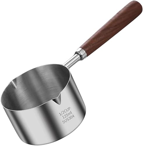 Miniatura 5 de Juego de 3 ollas pequeñas con cucharón de aceite, cacerolas de cocina de chocolate japonés antiadherentes, sartén para leche con boquillas para