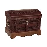 Picture of NOVICA Colonial Wood And Leather Jewelry Box, Brown 'Colonial Treasure'