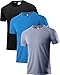 Holure Pack de 3 Camisetas de Manga Corta Transpirables de Secado rápido para Hombre Negro/Gris/Azul L