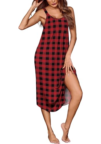 Image of Ekouaer Women's Sleeveless Nightgown Long Nightgowns for Women Full Slip Soft Nightshirt Wide Strap Sleepwear Lounge Dresses