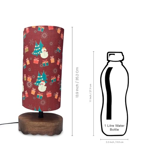 Image of ExclusiveLane 'Santa Festive Forest' Mango Wood Decorative Table Lamp for Bedroom (35.2 Cm, Without Bulb, Handcrafted) | Table Lamp for Living Room Christmas Gifts for Home Chirstmas Decoration Items