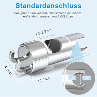 SURFOU Supporto Soffione Doccia Regolabile, Porta Doccino asta 25mm Barra, Saliscendi Staffa Doccetta Reggi, Showerhead Holder Reggi con Gancio Orientabile Bagno
