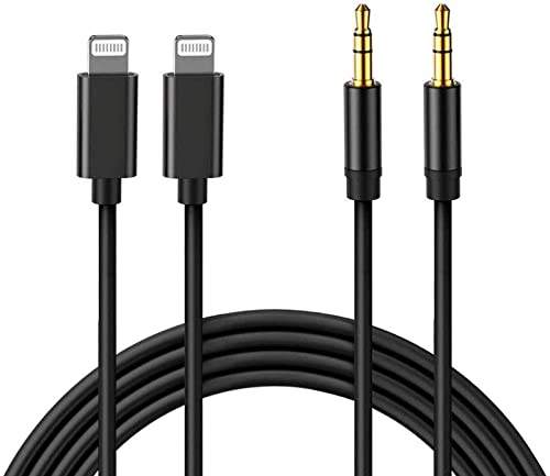 [Apple MFi Certified] Aux Cord for iPhone, 2Pack Lightning to 3.5 mm Headphone Jack Adapter Male Stereo Audio Cable for iPhone 13 12 11 XS XR X 8 7 iPad to Home Car Stereo/Speaker/Headphone, Black
