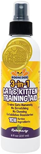 3-in-1 Cat & Kitten Training Aid with Bitter | Cat Training Spray for Indoor and Outdoor Use | Anti Scratch Furniture Protector | Establish Boundaries & Keep Cat Off | Made in The USA (8oz)