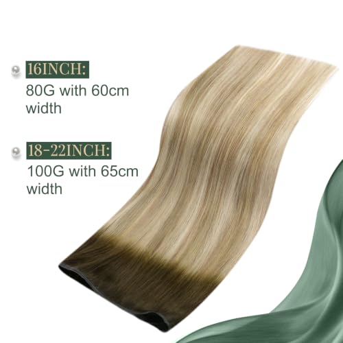 Image of Ugeat 20 Inch Butterfly Weft Human Hair Extensions Brown Ombre,100G #3822