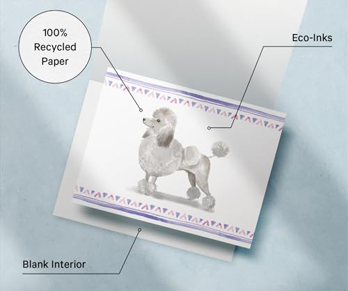 Image of Twigs Paper Standard Poodle Thank You Cards, 12 Dog Stationery Note Cards