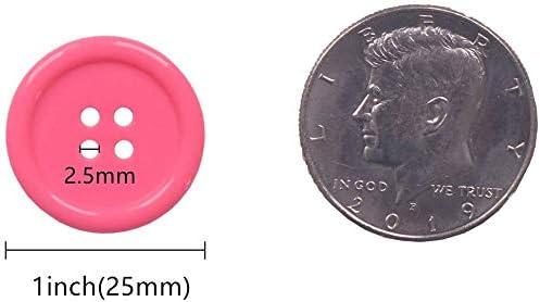 Miniatura 2 de YAKA 80 botones de resina de costura de 1 pulgada (0.984 in) de forma redonda, 4 agujeros, botones para coser álbumes de recortes y manualidades,