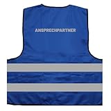 Ansprechpartner - Anlaufstelle Warnweste BZW. Signalweste mit reflektierendem Aufdruck - Größe S/M, Blau