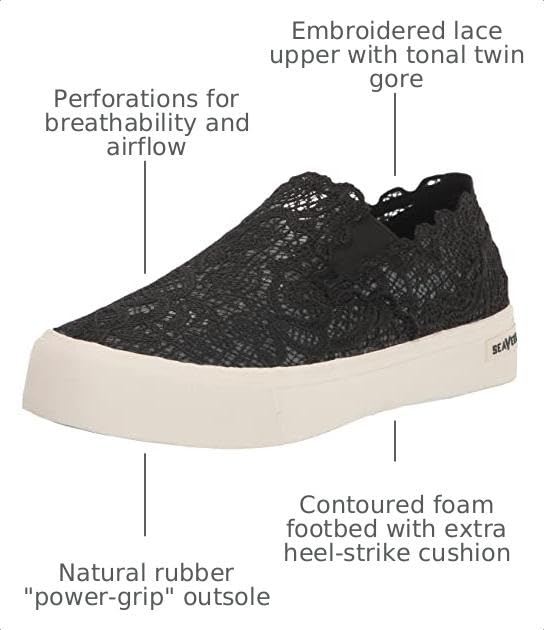 SEAVEES Baja Slip-On Platform Black Lace 9 B (M) - image 2