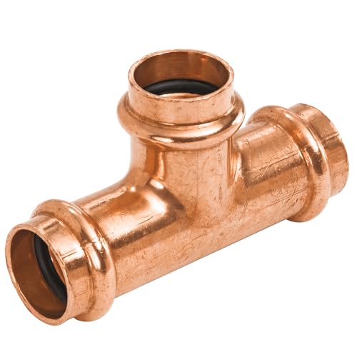 Image of NIBCO Fig No PC611, 4 in. x 4 in. x 1-1 /2 in. Copper Press Tee, Leak Detect