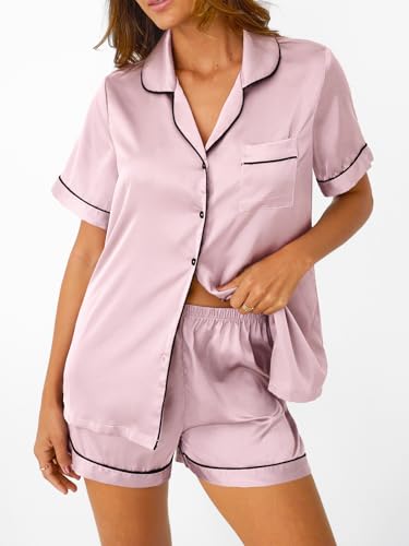 Image of LILLUSORY 4Pcs Women Silk Pajama Set Summer 2025 Satin Pjs 2 Piece Suit Lounge Scrunchies Lady Sleepwear Matching Clothing