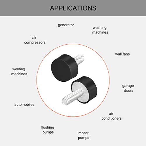 sourcing map 2Stk M6 Gummi Vibration Schock Absorption mit Gewinde Stehbolzen 0,71x0,31
