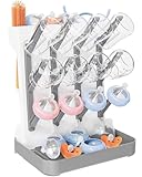 CandyHome Baby Bottle Drying Rack, Space Saving Vertical Bottle Rack Dryer, Countertop Storage Organizer with Brush Holder for Bottles & Baby Accessories Pacifiers and Pump Part- BPA-Free (Gray)