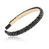 Ruihfas Fashion Sparkle 4 Rows Crystal Rhinestone Headbands Beaded Hair Hoop Band (Black)