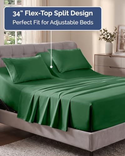 Image of Flex Top Split Head King Sheet Set - 4 Piece Extra Deep - Emerald Green