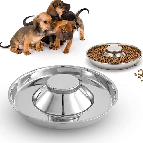 Puppy Feeder Food Water Bowl 2 Pcs , Puppy Feeding Bowls for Litters, 11.8 inch Stainless Steel Dog Bowl, Pet Feeder Bowl Whelping Weaning Dishes Feeder for Small Dogs