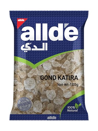 Allde Gond Katira 100 g | Premium Natural Tragacanth Gum Crystals | Edible Cooling Ingredient for Traditional Drinks Desserts & Recipes | Hygienically Packed
