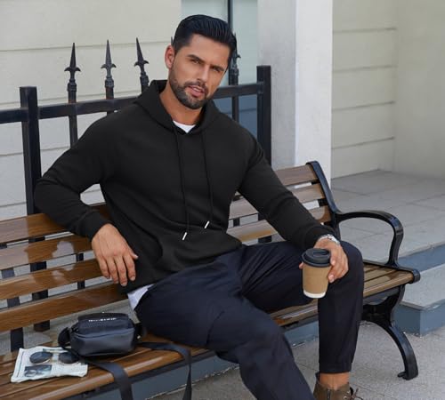 COOFANDY Men's Fleece Hoodie Long Sleeve Hooded Sweatshirt Casual Basic Essential Drawstring Pullover Hoodie With Pocket4