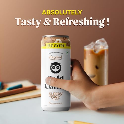 Sleepy Owl Hazelnut Cold Coffee | 4 x 230mL Cans | Made With Real Milk & Coffee | No Preservatives - Image 3