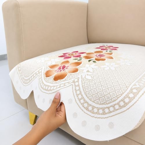 Image of Homerz Premium 'Surya Series' Sofa Cover | Stylish Sofa Protector | Net Fabric | Anti-Stain & Washable Slip Cover Exact Size Antislip (Exclusive Yellow, 1 Seater, Only Seat Cover)
