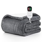 Homemate Electric Heated Blanket Full - 72'x84' Heating Blanket Full Size 1/2/4/6/8 Hours Auto-Off 10 Heat Level Heat Blanket Over-Heat Protection Flannel Sherpa Big Heater Blanket ETL Certification