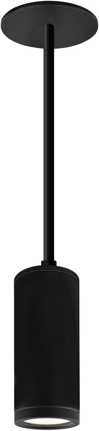 LUXRITE 2.5-Inch LED Cylinder Pendant Light with 6FT Adjustable Cord, 5CCT Selectable (2700K–5000K), 1100 Lumens, 15W, CRI 90, Dual Dimmable, 120-277V, ETL Listed, IC Rated – Black