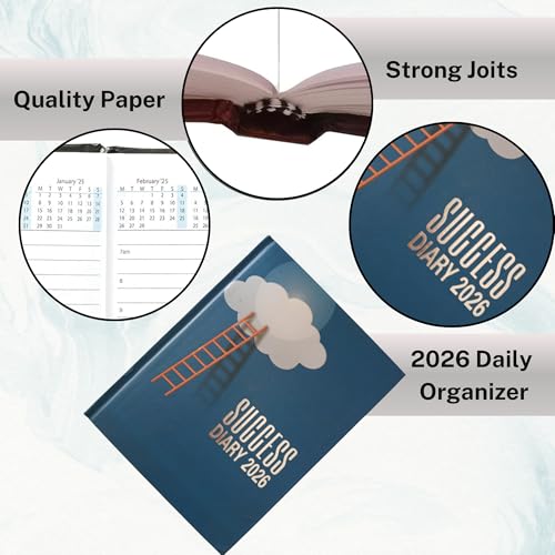 Image of TULMAN Yearly Organizer 2026 Diary, B5 Size (23 x 18 cm) Hardbound Planner with premium Design, Daily Writing Journal, Office & Study Organizer, Perfect for Students, Professionals (1, Blue)