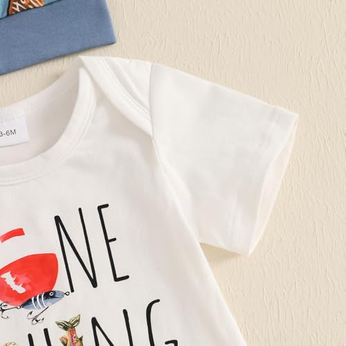 Image of Amnnchya Newborn Baby Boy Clothes Fishing Short Sleeve Romper Shirt Tops Pants Summer Spring Outfits Cute Hat Set