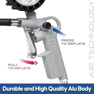 GAV Pistola Gonfiaggio Pneumatici Professionale Made in Italy con Manometro Pressione WIKA da 63mm per Pressione Gomme di Auto Moto Camion e Biciclette - Scala in BAR - 60DT (Tarata)