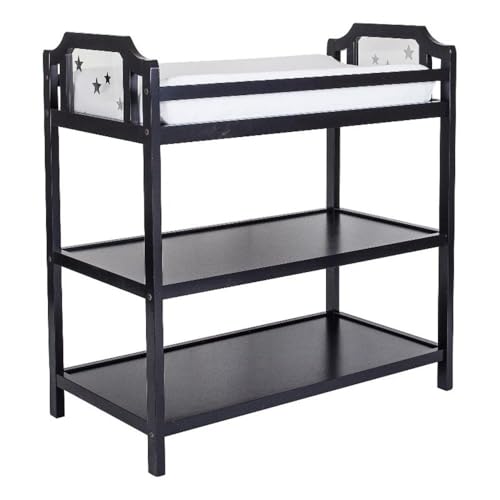 Pemberly Row Contemporary Wood Changing Table in Black Finish
