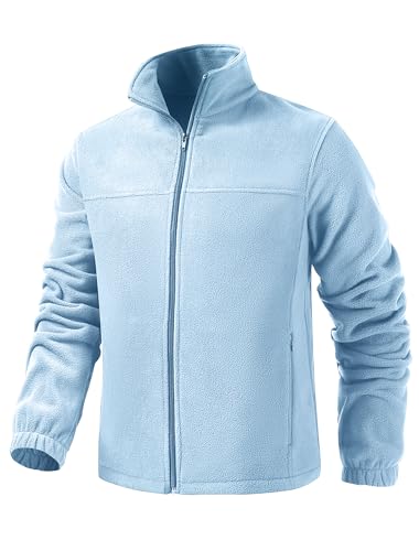 Men's Casual Outdoor Fleece Zip Jacket Long Sleeve Warm Winter Coat for Men with Zip Pocket