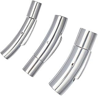 UNICRAFTALE 6 Sets 3 Sizes 3/4/6mm Hole Tube Bayonet Clasps Stainless Steel Bayonet Clasps Leather Cord End Clasps Connectors for Bracelets Necklaces Buckle Jewelry Making