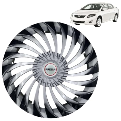 Image of PRIGAN Wheel Cover for Toyota Corolla (Old) 15 Inch Silver Black Wheel Cap (Available in 15 Inch) (Set of 4 Pcs) (Press Fitting) Model- Swing DC-15