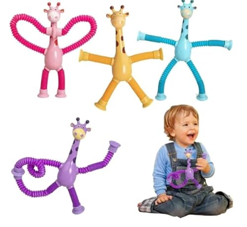 1 Pc Brinquedo Infantil Divertido Colorido Girafa Pop It Estica Puxa Com Led e Ventosa… (Roxo)