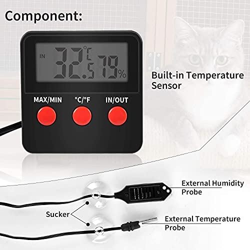 Ipower 8"X18" Reptile Under Tank Heat Mat Terrarium Heater Warmer Heating Pad, Digital Thermometer And Hygrometer With Temperature And Humidity Probe For Amphibian Pet And Small Animals #TOP7