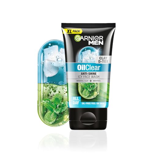Image of Garnier Men Oil Clear Clay D-Tox Deep Cleansing Icy Face Wash, 155 g