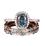 HUKQBUNX 18k gold sapphire multi-layer oval fashionable and minimalist diamond inlaid gemstone can be stacked with a three piece set of women's engagement rings Size 8