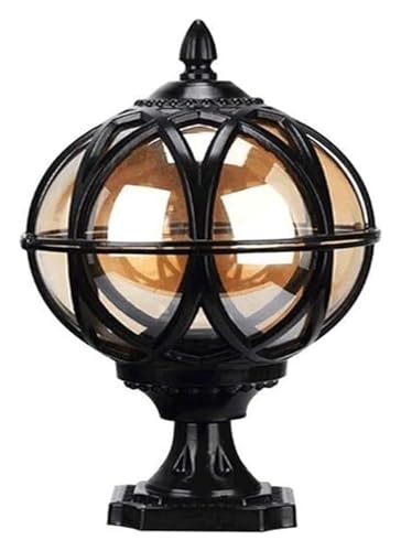 Lampade a Colonna in Alluminio Lampada per pilastro di Vetro Pilastro retrò Impermeabile a LED Outdoor Earth Area Caplights Global Wall Light Post (Colore Scuro, Dimensioni: 32 cm)