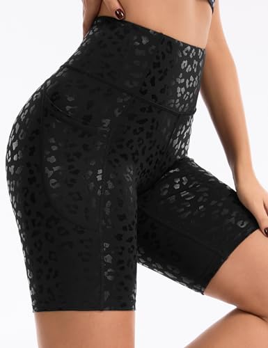 Image of THE GYM PEOPLE High Waist Yoga Shorts for Women's Tummy Control Fitness Athletic Workout Running Shorts with Deep Pockets