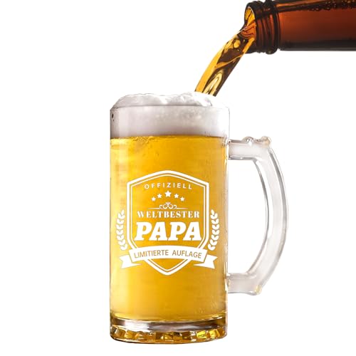 Papa Geschenk Weihnachten, Weizenbiergläser mit Gravur, Bierglas Vatertag Geschenke Von Kindern, Geschenk für PAPA zum Vatertagsgeschenk Geburtstag Jahrestag Vatertag Weihnachten